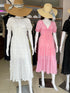 Puff Sleeves Ruched Long Maxi Dresses